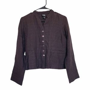 Eileen Fisher Brown Linen Buttonup Jacket